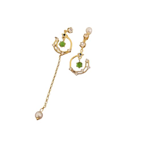 Koreanischer Trend Asymmetrische hohle Mond Quaste Tropfen Ohrringe für Frauen Exquisiter Zirkon Opal Ohrring Hochzeit Schmuck Geburtstagsgeschenk von Hao Wu Xuan