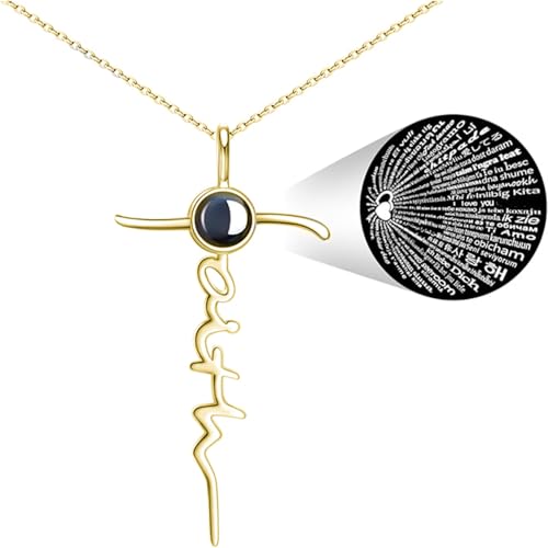 Kreative 100 Sprachen "Ich liebe dich" Glaube Kreuz Halskette Mode Liebe Memorial Schmuck Geschenk für Frau, Mutter, Mädchen von Hao Wu Xuan