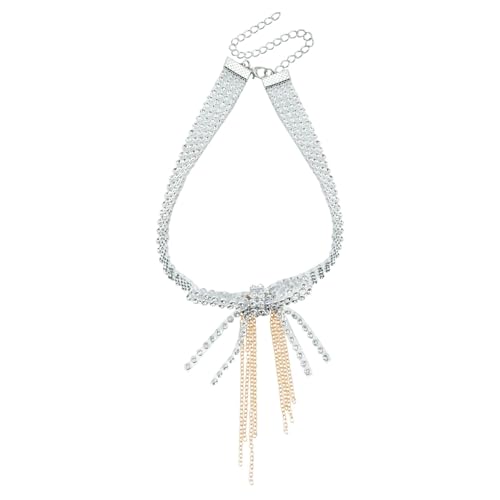 Kristallschleife Quaste Halskette Tennis Funkelndes Schlüsselbein Iced Out Ketten Colares für Mädchen Collana Donna von Hao Wu Xuan