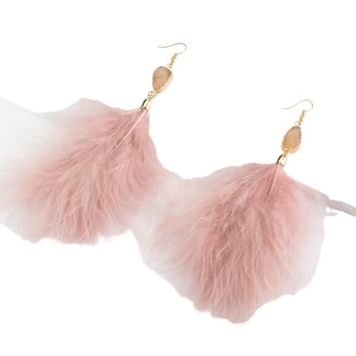 Lange Feder Quaste baumeln Tropfen Ohrringe für Frauen Böhmische Plüsch Feder Anhänger Ohrringe Hochzeit Schmuck Zubehör von Hao Wu Xuan