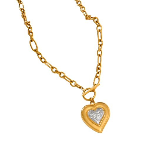 Langlebige Chunky Ot Kette Liebe Herz Halskette 2025 Sommer Pvd Vergoldet Edelstahl Tropischer Schmuck Frauen von Hao Wu Xuan