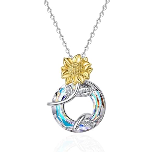 Luxus Bunte Runde Kristall Windende Sonnenblume Anhänger Halskette Für Frauen Exquisite Lady Party Schmuck Liebe Geschenke von Hao Wu Xuan