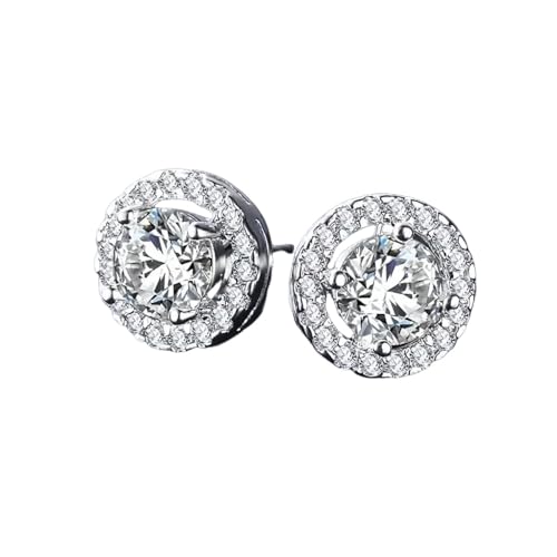 Luxus Ohrstecker für Frauen Romantische Elegante Weibliche Tägliche Ohrringe Einfache Weißer Zirkon Kristall Runder Schmuck Ohrzubehör von Hao Wu Xuan