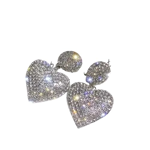 Luxus glänzende große Herz Ohrringe mit Bling Strass für Frauen Schmuck Koreanische geometrische Ohrring Hochzeit Party Geschenke von Hao Wu Xuan