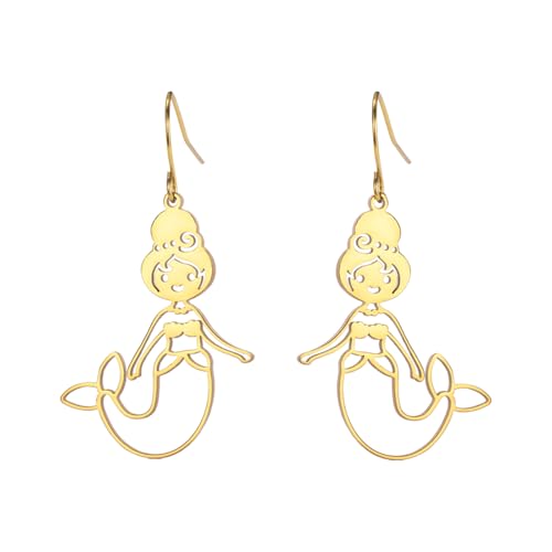 Meerjungfrau Anhänger Ohrringe für Frauen Mädchen Edelstahl Schmuck Tochter Geburtstagsgeschenke von Hao Wu Xuan