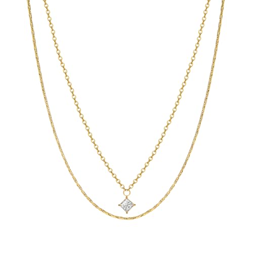 Mehrschichtiges doppeltes Kettenhalsband, kubischer Anhänger, stapelbares Halstuch für Frauen Geschenk von Hao Wu Xuan