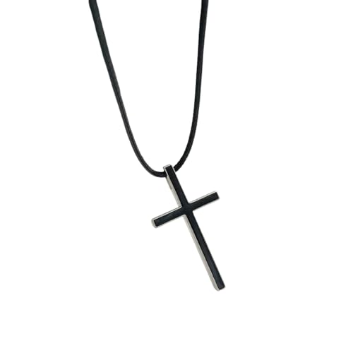 Minimalistische Nische Temperament Schwarz und Weiß Kreuz Halskette Personalisierte Männer und Frauen Hochwertiges Gefühl Leder Cord Anhänger von Hao Wu Xuan