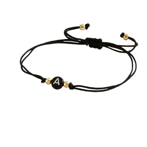 Mode 26 Buchstaben A-Z Perlen Seil Armband für Frauen Männer Name Initiale Schmuck Handgemachte gewebte schwarze Schnur Geburtstagsgeschenk von Hao Wu Xuan