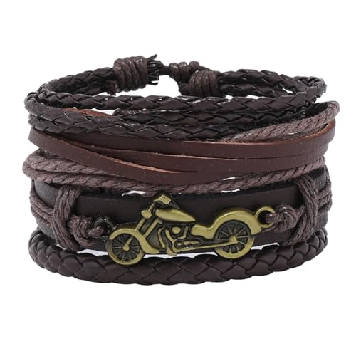 Mode Armband für Männer Hand Armreifen Gewebte Legierung Motorrad Handschmuck Verstellbares Leder 4 Teile/Set Armband für Leder von Hao Wu Xuan