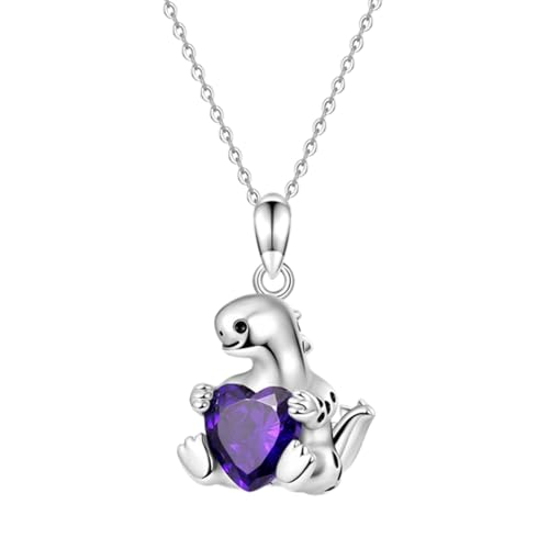 Mode Cartoon Amethyst Langer Hals Dinosaurier Anhänger Halskette für Frauen Niedliche Mädchen Party Tierschmuck Einzigartige Geburtstag Liebe Geschenke von Hao Wu Xuan