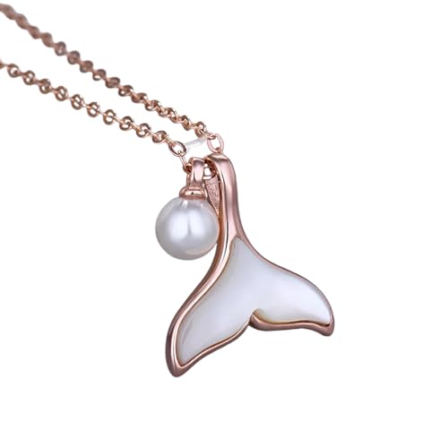 Mode Einfache Delfin Fischschwanz Halskette Klassische Retro Reverse Perle Muschel Meerjungfrau Schlüsselbein Kette Anhänger Geschenk von Hao Wu Xuan