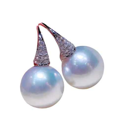 Mode Kontrahierte Imitation Perle Haken Ohrringe für Frauen Silberfarbe Schillernder Kubischer Brillant Weiblicher Schmuck von Hao Wu Xuan