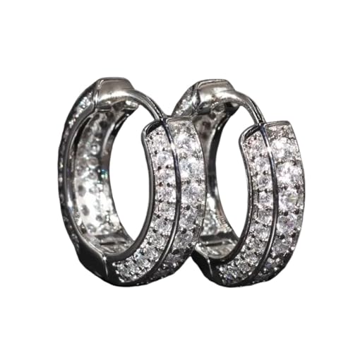 Mode Schillernde Micro Paved Cz Steine Bling Silber Farbe Creolen für Männer Trend Frauen Anti-Allergischer Ohrschmuck von Hao Wu Xuan
