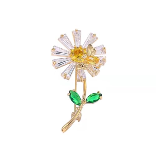 Mode Strass Sonnenblume Broschen Für Frauen Exquisite Gänseblümchen Blumen Emaille Revers Anstecknadeln Kleidung Abzeichen Hochzeit Schmuck von Hao Wu Xuan