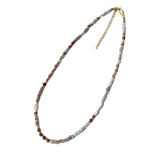 Naturstein Perlen Kette Perlen Anhänger Halskette für Frauen Handgemachte gewebte Halskette Luxus Accessoires Schmuck Geschenk von Hao Wu Xuan