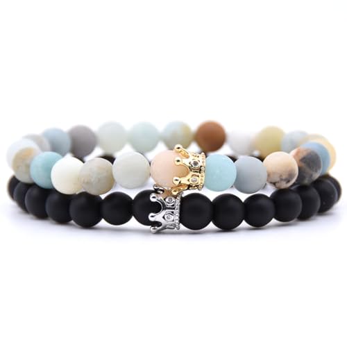 Naturstein Perlen für Sie und Ihn Paar Armbänder Kronenarmbänder für Liebhaber Handgemachte Pulsera von Hao Wu Xuan