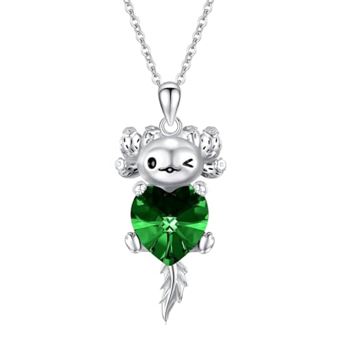 Niedliche Cartoon Axolotl Grün Kristall Anhänger Halskette Exquisites Mädchen Tierschmuck Accessoires Halskette Geburtstagsgeschenk von Hao Wu Xuan