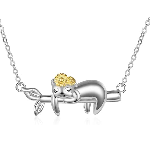 Niedliche Cartoon Sonnenblume Faultier Halskette für Frauen Mode Tierschmuck Accessoires Charm Mädchen Geburtstagsgeschenk Halskette von Hao Wu Xuan