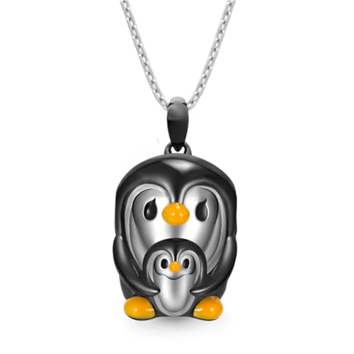 Niedliche Mutter und Sohn Pinguin Cartoon Anhänger Halskette Damenmode Tierschmuck Exquisiter Anhänger Geburtstag Liebe Party Geschenk von Hao Wu Xuan