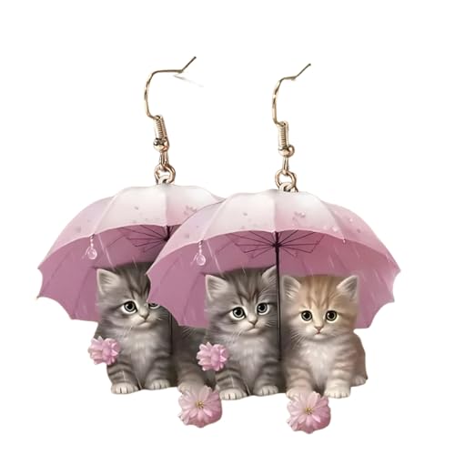 Niedliche rosa Regenschirme Zwei kleine s Ohrringe Kreative romantische Acryl Ohrhänger Schmuck Zubehör von Hao Wu Xuan
