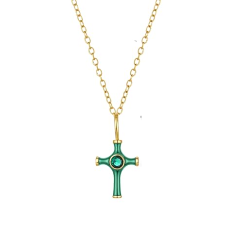 Öl Tropfen Emaille Kreuz Anhänger Halskette Frauen Grün Kristall Wasserdicht Gold Farbe Kette Kragen Halsband Geburtstagsgeschenke Chic Schmuck von Hao Wu Xuan