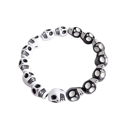 Punk Goth Schädel Skelett s für Frauen Männer Hip Hop elastische Perlen s Armreifen handgemachte Halloween Schmuck Geschenk von Hao Wu Xuan
