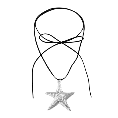 Punk Gothic übertrieben unregelmäßige Pentagramm Stern glasiert Seestern Anhänger Halskette für Frauen Mädchen Schmuck Accessoires von Hao Wu Xuan