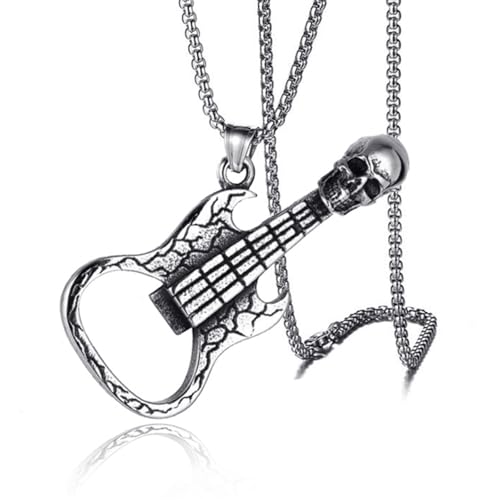 Retro Skelett Gitarre Anhänger Halskette Hip Hop Stil Vintage Silber Farbe Flaschenöffner Halsketten Edelstahl Kette Für Männer Retro Skelett Gitarre Anhänger Halskette Hip Hop Stil Vintage Silber Farbe Flaschenöffner Halsketten Edelstahl Kette Für Männer von Hao Wu Xuan