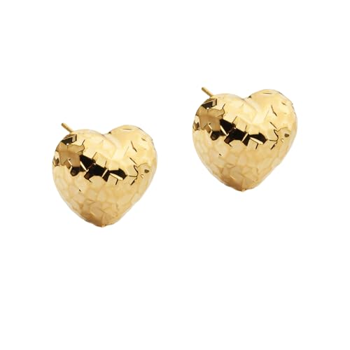 Retro gemustertes schuppenartiges Design Goldene Pailletten Ohrstecker für Frauen Mode Liebhaber Herz Ohrring Schmuck Geschenke Tägliche Kleidung von Hao Wu Xuan