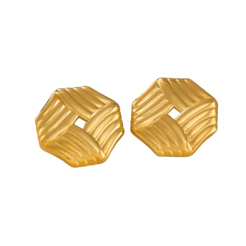 Runde Gestreifte Flügelbrot Mix Farbe Ohrringe Ins Trendige Pvd Vergoldete Edelstahl Schauspieler Requisite Schmuck Frauen von Hao Wu Xuan