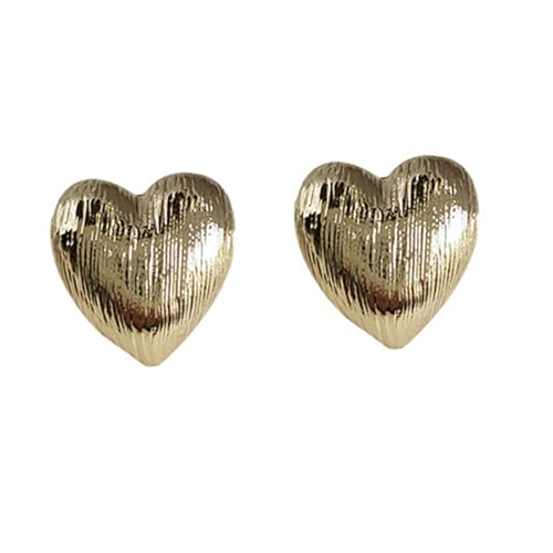 Satin Herz Ohrringe für Frauen Gebürstetes Design Niedlicher Stil Texturiert Ausgefallene Modeschmuck Party Accessoires Geschenke 041 von Hao Wu Xuan