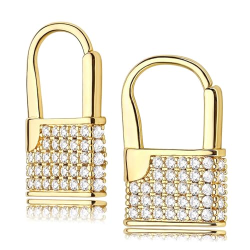 Schicke Lock-förmige Ohrringe für Frauen Goldfarbe Trendige weibliche Ohrringe Zierliche Accessoires Einzigartiges Design Schmuck Bulk von Hao Wu Xuan