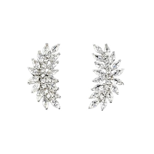 Schicke blattförmige Ohrstecker Silberfarbene Ohrschmuck für Frauen Volle kubische Ohrringe Statement Schmuck von Hao Wu Xuan