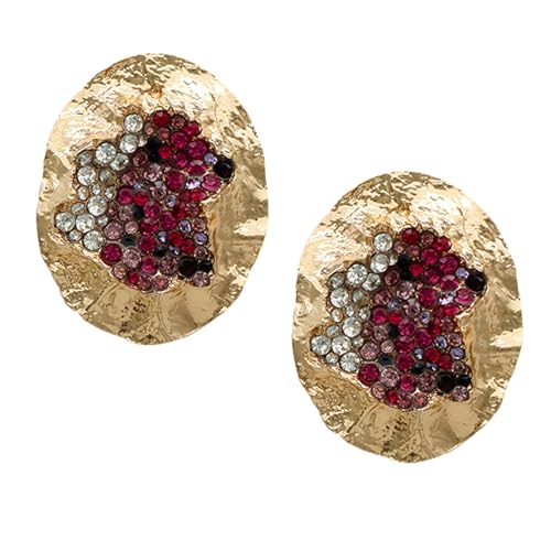 Schwere Ohrstecker für Frauen Große Vintage-Stile Mehrfarbige Glassteine Unregelmäßige Modeschmuck Accessoires 2023306 von Hao Wu Xuan