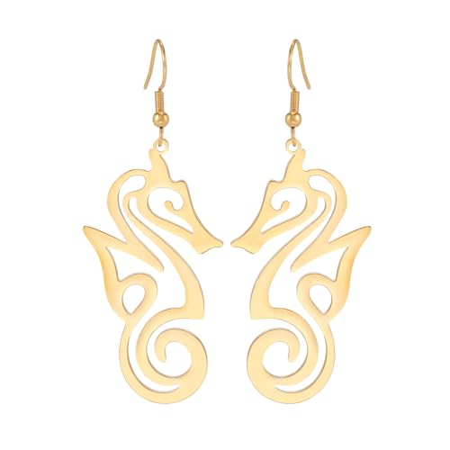 Seepferdchen Anhänger Ohrring Edelstahl Hippocampus Tropfen Ohrringe für Frauen Mädchen Schmuck Geschenk von Hao Wu Xuan