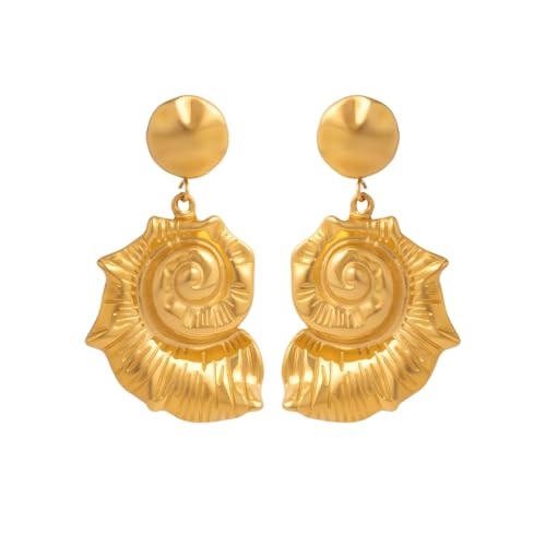 Shell Ocean Style Muschel Anhänger Ohrringe 2025 INS Vergoldet hypoallergener Edelstahl Bikini Strand Schmuck von Hao Wu Xuan