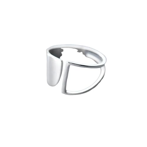 Silber Einfache Punk Hohle Ringe Für Frauen Geometrische Mode Offen Verstellbar Handgemachte Party Schmuck Geschenk Allergie Verlobungsring von Hao Wu Xuan