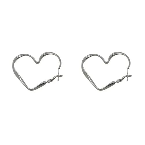 Silber Farbe Herz Ohrringe Niedliche Vintage Hohle Liebe Creolen Y2k Ohrringe für Teenager Mädchen Freundschaft Geschenke Zubehör von Hao Wu Xuan