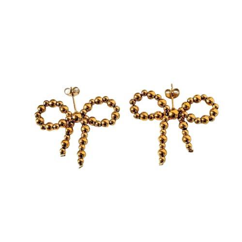 Sommer Edelstahl Classic Bead Bow Ohrringe Vergoldet Hypoallergener Trend Luxusschmuck für Frauen von Hao Wu Xuan