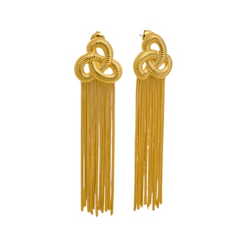 Sommer Knoten Lange Quaste Tropfen Ohrringe INS Vergoldete hypoallergene Edelstahl Lady OL Schmuck von Hao Wu Xuan