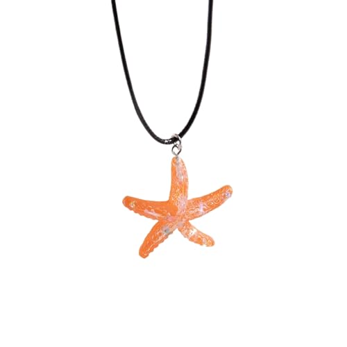 Sommer Ozean Blau Seestern Anhänger Halskette Frauen Einfache Leder Seil Schlüsselbein Kette Mädchen Süß Cool Stil Choker Schmuck von Hao Wu Xuan