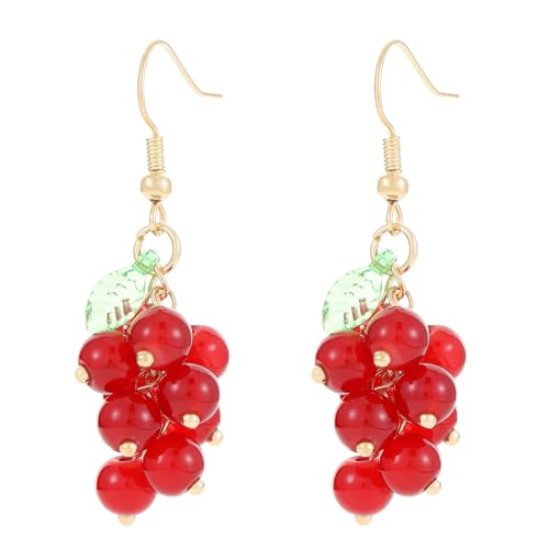 Sommer Süß Retro Rote Traube Ohrringe Weiblich Frische Obst Design Baumelnde Tropfen Ohrringe Mädchen Vielseitige Accessoires von Hao Wu Xuan