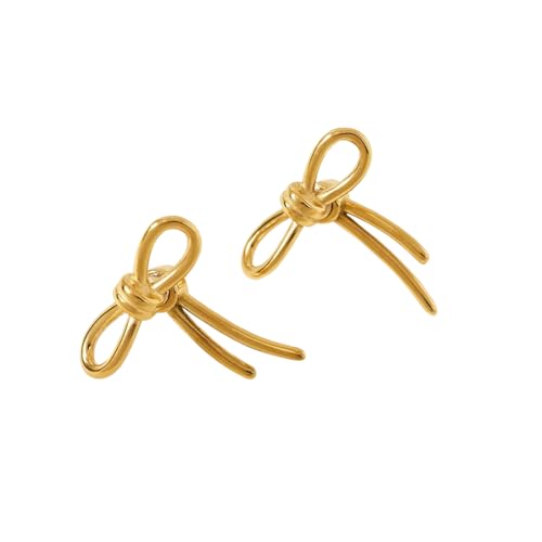 Sommer Vergoldet Klassische Kink Twist Schleife Ohrringe Hypoallergener Edelstahl Trend Luxus Bowknot Schmuck von Hao Wu Xuan