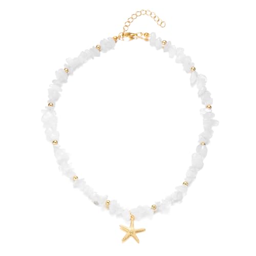 Süße Natur Stein Seestern Halskette Boho Halsband Halskette Damen Schmuck Naszyjnik Collares con Colgante Accesorios Mujer von Hao Wu Xuan