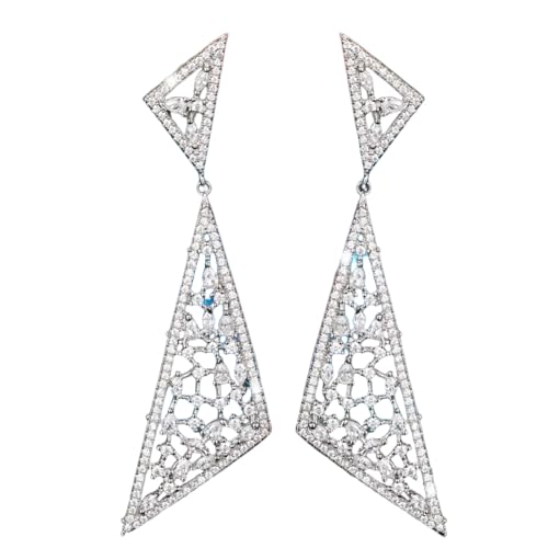 Temperament Geometrische Dreieck Ohrhänger für Frauen Luxus Gepflastert CZ Funkelnde Braut Hochzeit Ohrringe Moderner Schmuck von Hao Wu Xuan