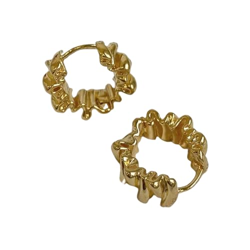 Trendige massive Ohrringe Retro unregelmäßig gewellte plissierte Ohrringe für Frauen Design Einfaches Temperament Senior Schmuck von Hao Wu Xuan