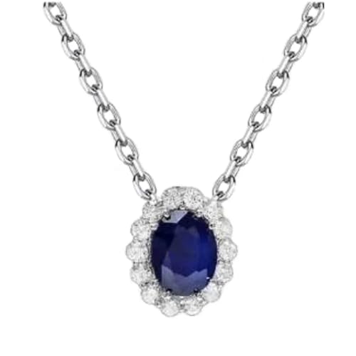 Trendige ovale blaue CZ Anhänger Halskette für Frauen luxuriöse Charms exquisiter Verlobungsschmuck anmutiger Schmuck für die Hochzeit von Hao Wu Xuan