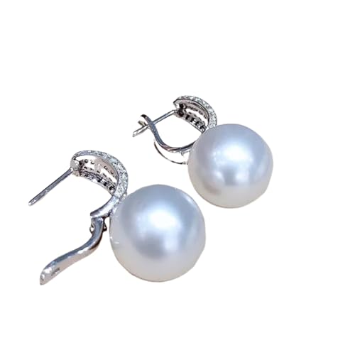 Trendige simulierte Perlenohrringe mit funkelndem Zirkon Silberfarbe Temperament Luxus Ohrschmuck für Frauen von Hao Wu Xuan