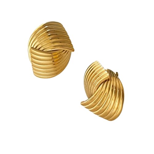 Vergoldete Vintage-Dekonstruktion Plissee OOTD zierliche Ohrringe Hypoallergener Edelstahlschmuck von Hao Wu Xuan