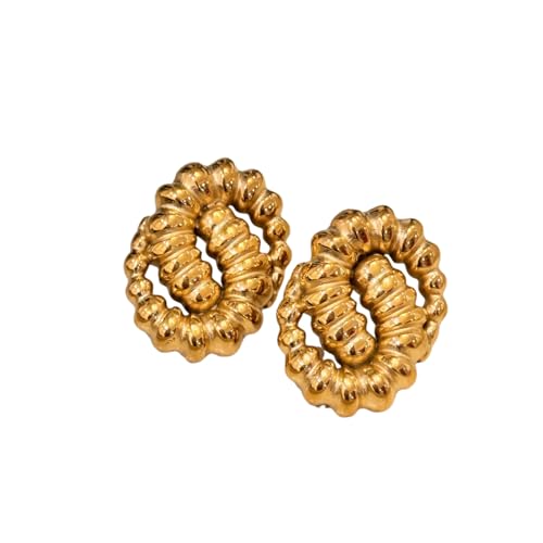 Vergoldete Vintage French Twist Custom Ohrringe Hypoallergene Edelstahl Büro Mädchen Schmuck Accessoires von Hao Wu Xuan